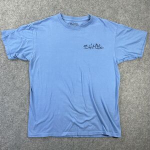 Salt Life Shirt Mens Medium Blue Live Salty American Flag Graphic Fishing Surf